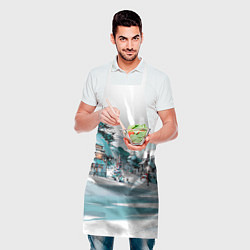 Фартук кулинарный Дома и елки - Новый год, цвет: 3D-принт — фото 2