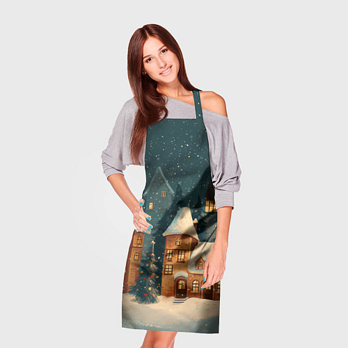 Фартук Сказочный Новогодний городок / 3D-принт – фото 3