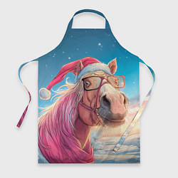 Фартук кулинарный Новогодняя лошадь в очках, цвет: 3D-принт
