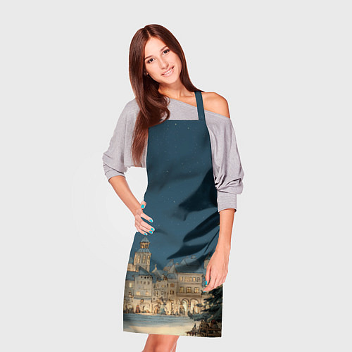 Фартук Новогодняя атмосфера в городе / 3D-принт – фото 3