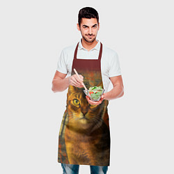 Фартук кулинарный Абиссинская кошка на фоне кирпичной стены с граффи, цвет: 3D-принт — фото 2