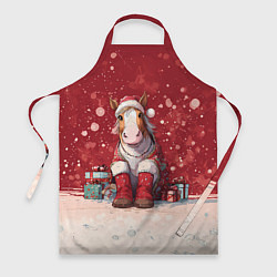 Фартук кулинарный Лошадка в новогодних сапогах, цвет: 3D-принт
