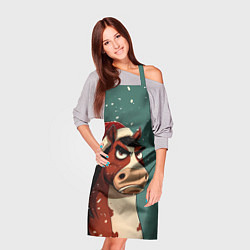 Фартук кулинарный Новогодняя лошадь на фоне снегопада, цвет: 3D-принт — фото 2