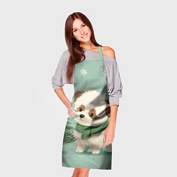 Фартук кулинарный Новогодний песик с елочкой, цвет: 3D-принт — фото 2