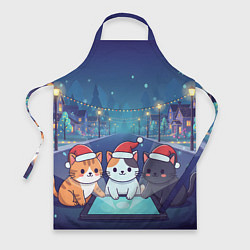 Фартук кулинарный Новогодние котики с планшетом, цвет: 3D-принт