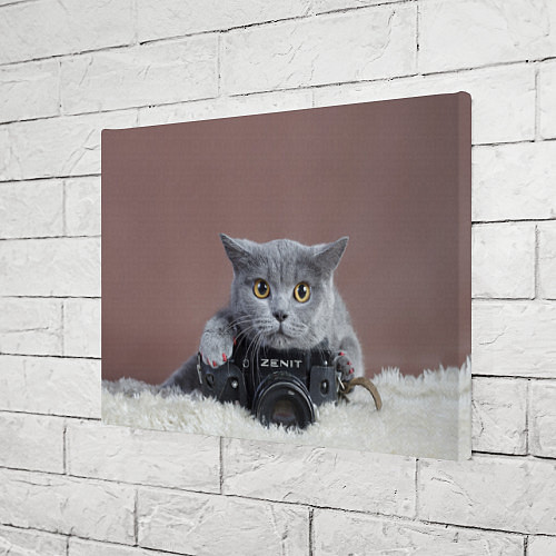 Картина прямоугольная Котик фотограф / 3D-принт – фото 3