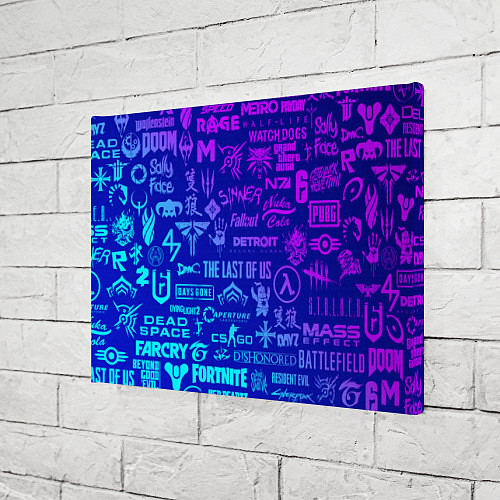 Картина прямоугольная Неоновые геймерские лого / 3D-принт – фото 3