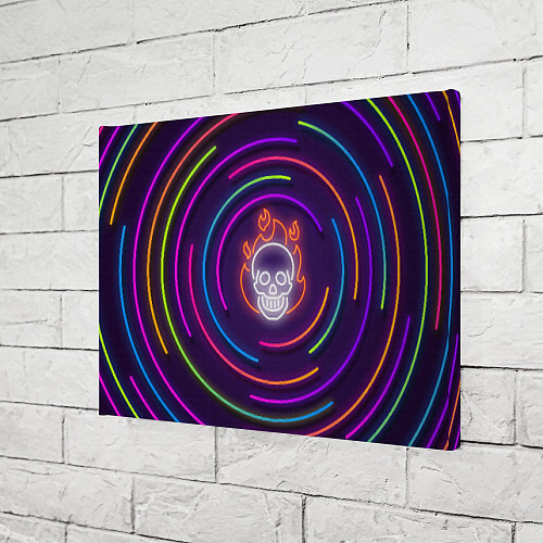 Картина прямоугольная Неон череп с линиями / 3D-принт – фото 3