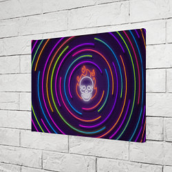 Холст прямоугольный Неон череп с линиями, цвет: 3D-принт — фото 2