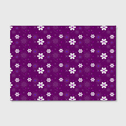 Холст прямоугольный Узор цветы на фиолетовом фоне, цвет: 3D-принт — фото 2