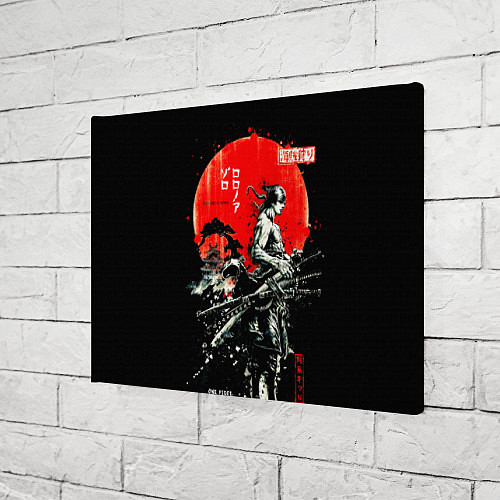 Картина прямоугольная Ван пис зоро самурай на черном фоне / 3D-принт – фото 3