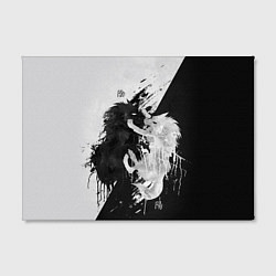 Холст прямоугольный ИНЬ ЯНЬ ВОЛКИ ЧЁРНО БЕЛЫЙ, цвет: 3D-принт — фото 2