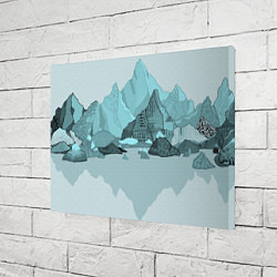 Холст прямоугольный Голубой горный пейзаж с темно-серыми тенями, цвет: 3D-принт — фото 2