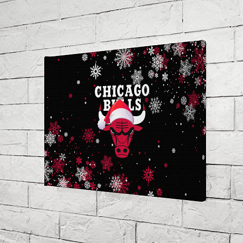 Картина прямоугольная НОВОГОДНИЙ CHICAGO BULLS 2022 СНЕЖИНКИ / 3D-принт – фото 3