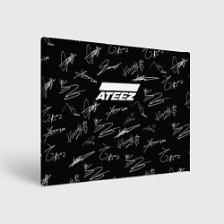 Холст прямоугольный ATEEZ БЕЛЫЕ АВТОГРАФЫ УЗОР, цвет: 3D-принт