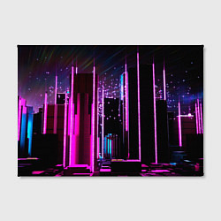 Холст прямоугольный Ночной город в киберпанке, цвет: 3D-принт — фото 2