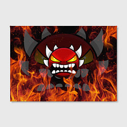 Холст прямоугольный GEOMETRY DASH DEMON FIRE SMILE, цвет: 3D-принт — фото 2