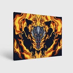 Холст прямоугольный Маска тигра в огне, цвет: 3D-принт