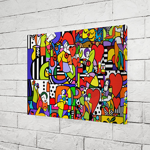 Картина прямоугольная Romero Britto - love collage / 3D-принт – фото 3