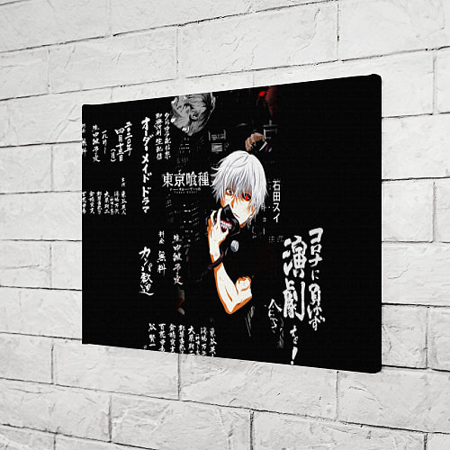 Картина прямоугольная Токийский Гуль на фоне Иероглифов Tokyo Ghoul / 3D-принт – фото 3