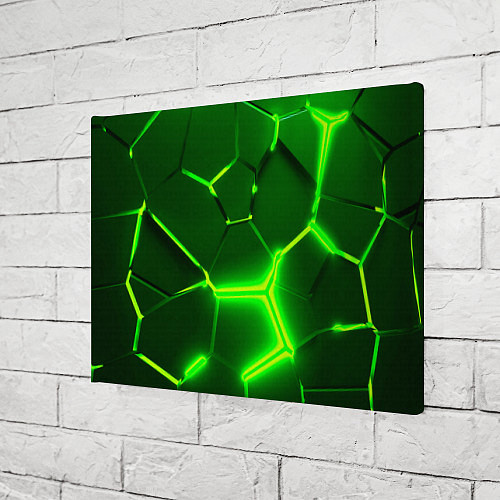 Картина прямоугольная 3D ПЛИТЫ НЕОН NEON GREEN HEXAGON РАЗЛОМ / 3D-принт – фото 3