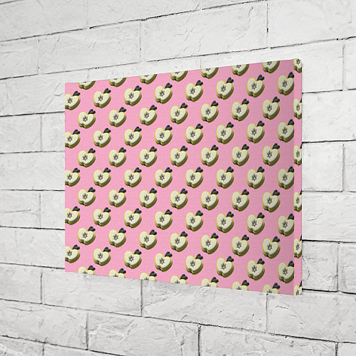 Картина прямоугольная Яблочные дольки на розовом фоне с эффектом 3D / 3D-принт – фото 3