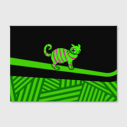 Холст прямоугольный Зеленый полосатый кот, цвет: 3D-принт — фото 2