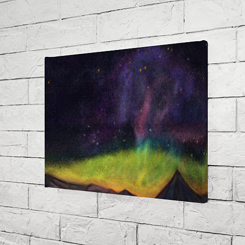 Картина прямоугольная Горный пейзаж со звёздным небом и северным сиянием / 3D-принт – фото 3