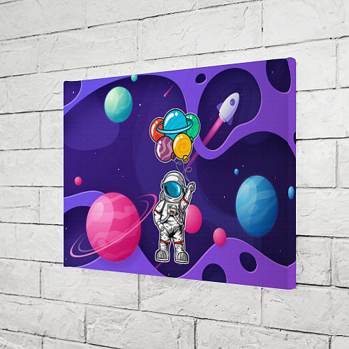 Картина прямоугольная Космонавт с шариками / 3D-принт – фото 3