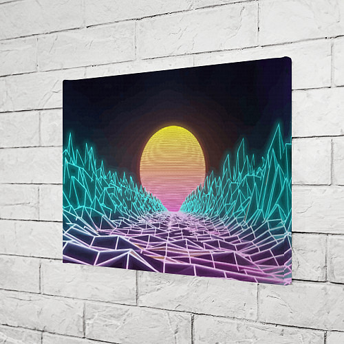 Картина прямоугольная Vaporwave Закат солнца в горах Neon / 3D-принт – фото 3