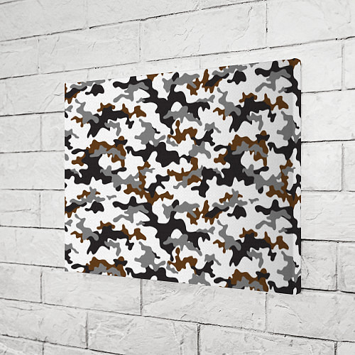 Картина прямоугольная Камуфляж Чёрно-Белый Camouflage Black-White / 3D-принт – фото 3