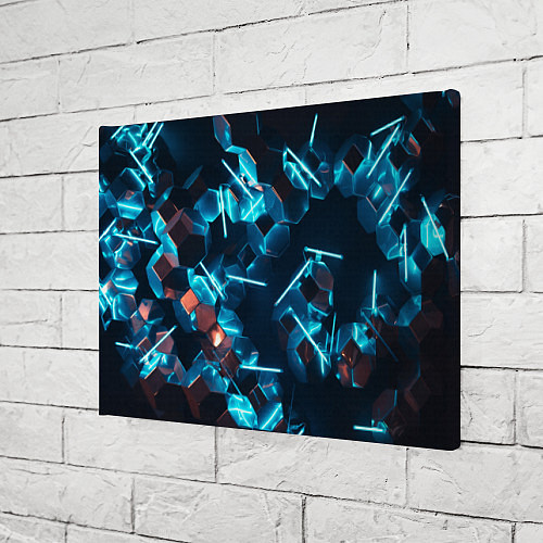 Картина прямоугольная Неоновые фигуры с лазерами - Голубой / 3D-принт – фото 3