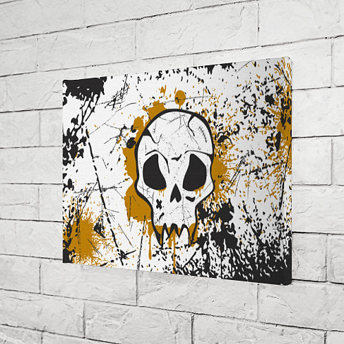 Картина прямоугольная Череп на стене и краски - Жёлтый / 3D-принт – фото 3