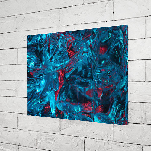 Картина прямоугольная Неоновые куски льда - Голубой и красный / 3D-принт – фото 3
