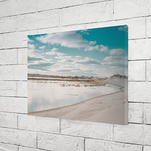 Картина прямоугольная Песочный пляж и водоём - Белый / 3D-принт – фото 3