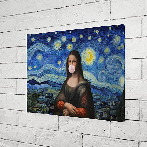 Картина прямоугольная Мона Лиза Приколы - Звездная ночь / 3D-принт – фото 3