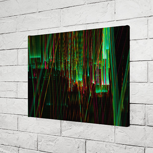 Картина прямоугольная Абстрактное множество зелёных неоновых лучей / 3D-принт – фото 3