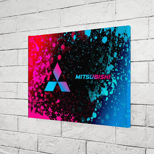 Картина прямоугольная Mitsubishi - neon gradient: надпись и символ / 3D-принт – фото 3