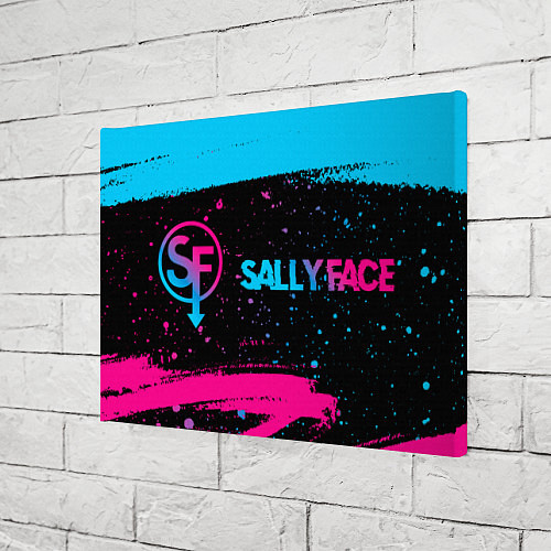 Картина прямоугольная Sally Face - neon gradient: надпись и символ / 3D-принт – фото 3