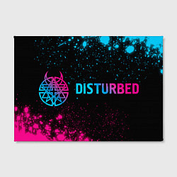 Холст прямоугольный Disturbed - neon gradient: надпись и символ, цвет: 3D-принт — фото 2