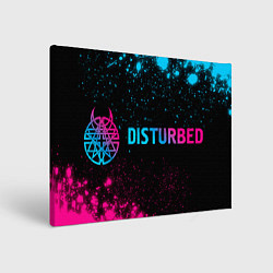 Холст прямоугольный Disturbed - neon gradient: надпись и символ, цвет: 3D-принт