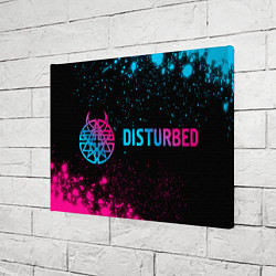 Холст прямоугольный Disturbed - neon gradient: надпись и символ, цвет: 3D-принт — фото 2