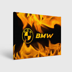 Холст прямоугольный BMW - gold gradient: надпись и символ, цвет: 3D-принт