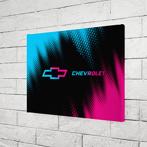 Картина прямоугольная Chevrolet - neon gradient: надпись и символ / 3D-принт – фото 3