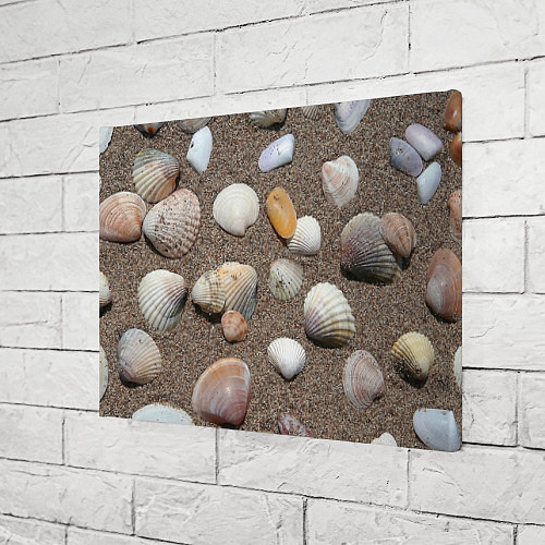 Картина прямоугольная Композиция из ракушек на песке / 3D-принт – фото 3