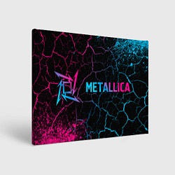Холст прямоугольный Metallica - neon gradient: надпись и символ, цвет: 3D-принт