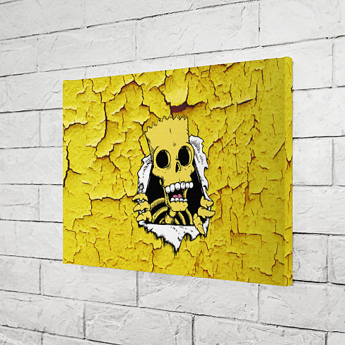 Картина прямоугольная Скелет Барта Симпсона разрывает штукатурку стены / 3D-принт – фото 3