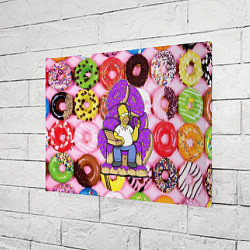 Холст прямоугольный Гомер Симпсон в окружении пончиков, цвет: 3D-принт — фото 2