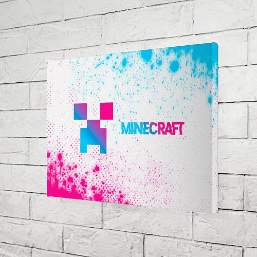 Картина прямоугольная Minecraft neon gradient style: надпись и символ / 3D-принт – фото 3