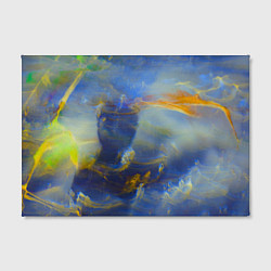 Холст прямоугольный Абстрактные мазки красок и силуэт - Синий, цвет: 3D-принт — фото 2